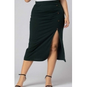 Lovely Casual Asymmetrical Blackish Green Plus Siz