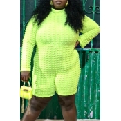 Lovely Casual Basic Yellow Plus Size One-piece Rom