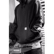 Lovely Casual Hooded Collar Letter Black Hoodie