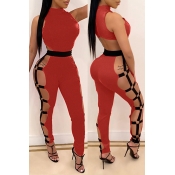 Lovely Sexy Hollow-out Red One-piece Jumpsuit