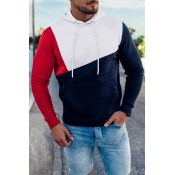 Lovely Casual Hooded Collar Patchwork Red Hoodie