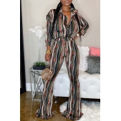 Lovely Casual Striped Printed Multicolor Two-piece