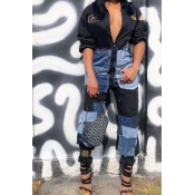 LW Casual Patchwork Black One-piece Jumpsuit