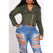 Lovely Casual Zipper Design Army Green Plus Size J