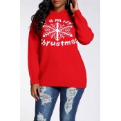 Lovely Christmas Day Hooded Collar Letter Red Swea