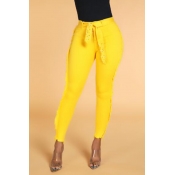 Lovely Casual Skinny Yellow Pants