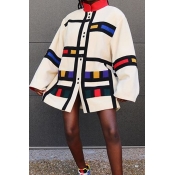 Lovely Trendy Color-lump Multicolor Coat