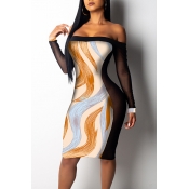 Lovely Trendy Patchwork Multicolor Knee Length Dre