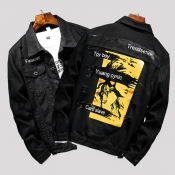 Lovely Casual Print Black Cowboy Wear