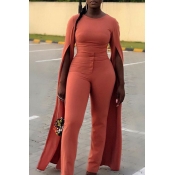 Lovely Work Slit Orange One-piece Jumpsuit