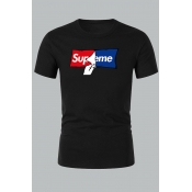 Lovely Casual Letter Black T-shirt