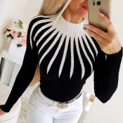 Lovely Chic Patchwork Black Sweater