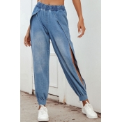 Lovely Casual High Opening Blue Jeans