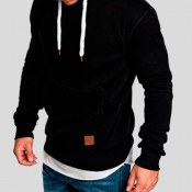 Lovely Casual Basic Black Hoodie