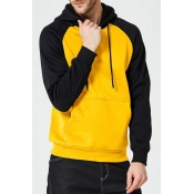 Lovely Casual Patchwork Yellow Hoodie