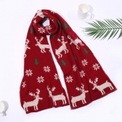 Lovely Casual Christmas Deer Red Scarves