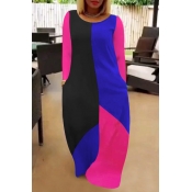 Lovely Casual Patchwork Multicolor Maxi Dress