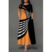 Lovely Trendy Print Black Ankle Length Dress