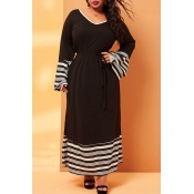 Lovely Casual Patchwork Black Ankle Length Plus Si