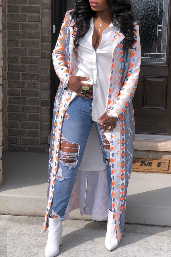 

Lovely Casual Printed Multicolor Trench Coat, Multi
