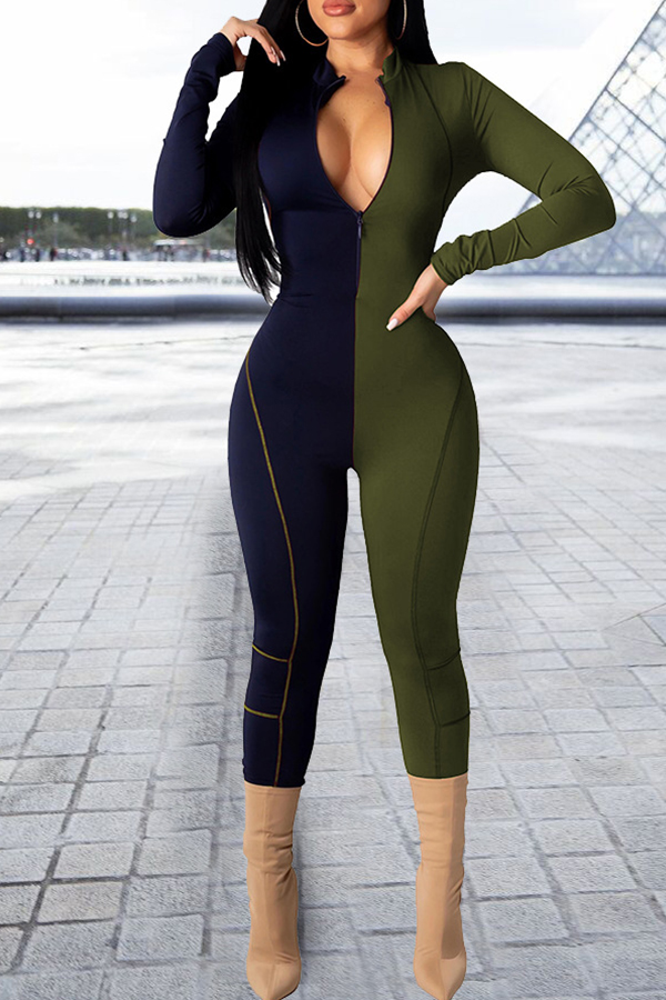 

Lovely Casual Patchwork Army Green One-piece Jumpsuit