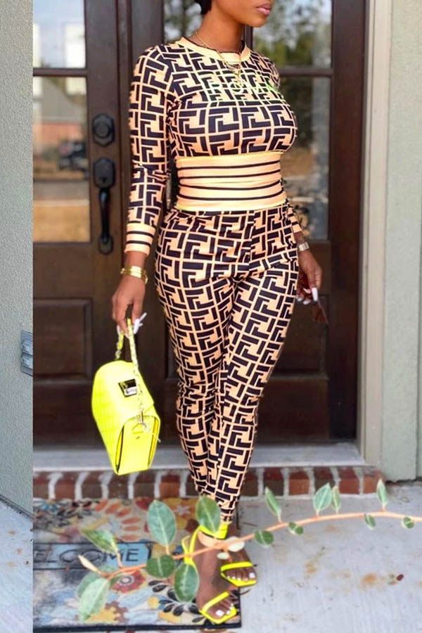 

Lovely Leisure Patchwork Croci Two-piece Pants Set