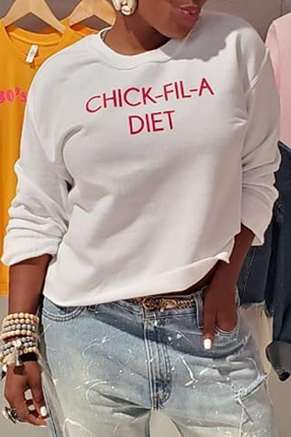 

Lovely Casual Letter White Sweatshirt Hoodie