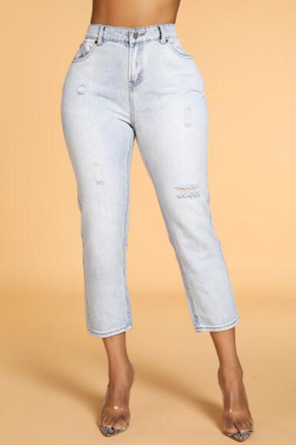 

Lovely Casual Skinny Baby Blue Jeans