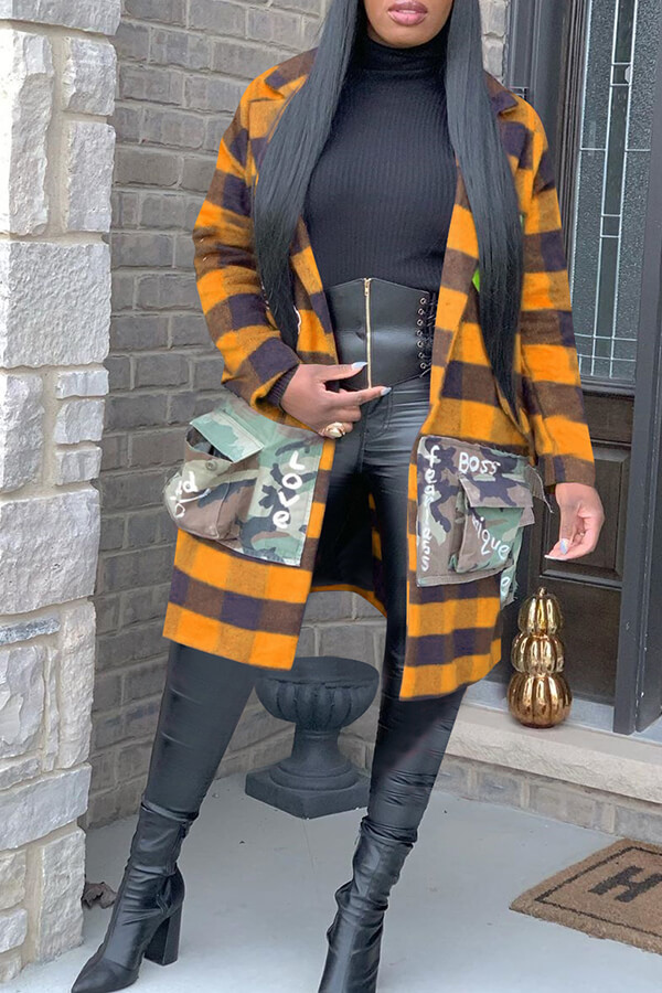 

Lovely Casual Letter Printed Orange Coat