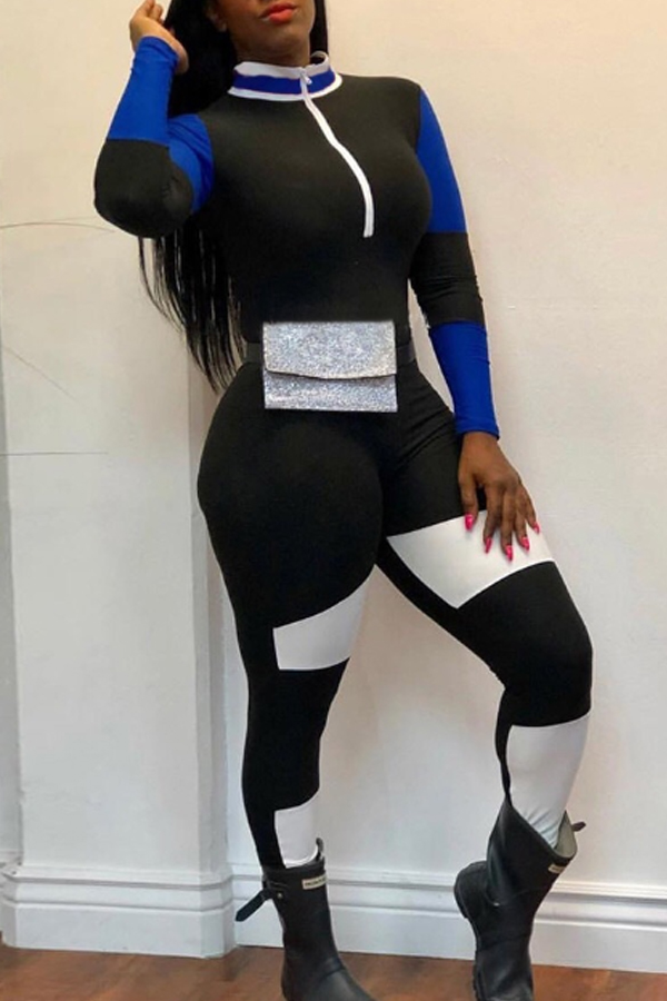 

Lovely Chic Patchwork Black One-piece Jumpsuit