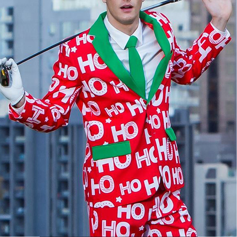 

Lovely Christmas Day Print Red Formal Wear