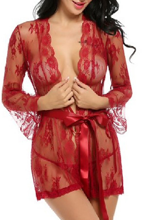 Lovely Chic See-through Red Babydolls