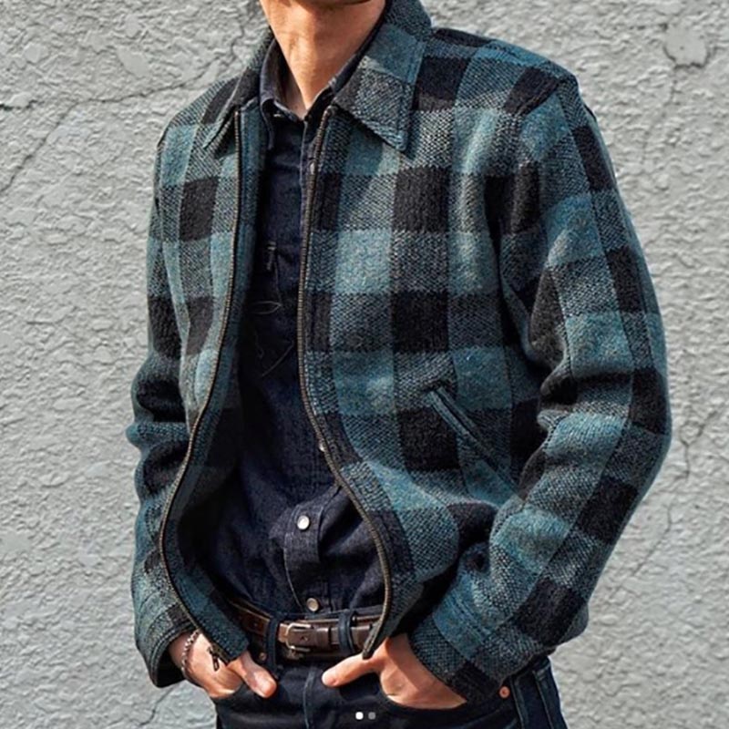 

Lovely Casual Plaid Deep Blue Jacket