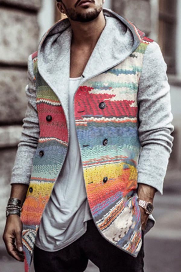 

Lovely Bohemian Hooded Collar Grey Trench Coat