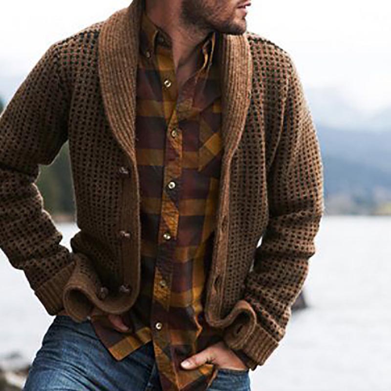

Lovely Casual Buttons Design Coffee Cardigan
