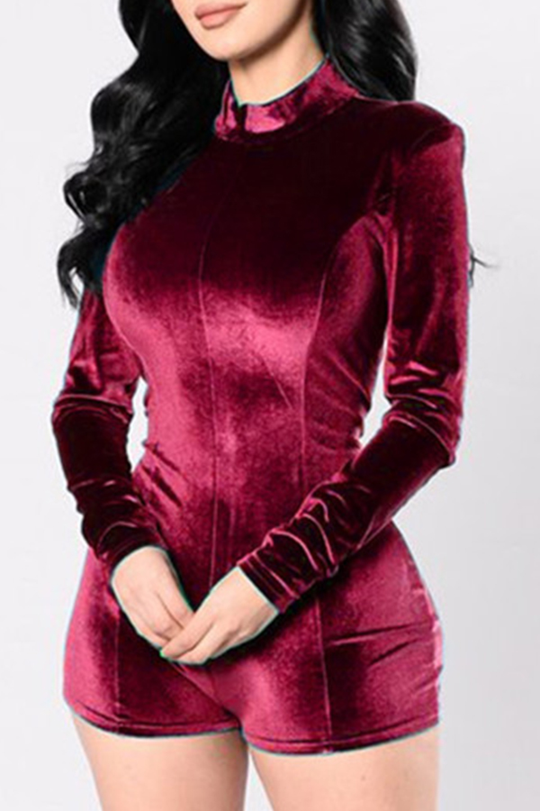 

Lovely Sexy Deep V Neck Wine Red One-piece Romper