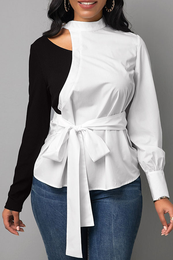 

Lovely Casual Patchwork White Blouse