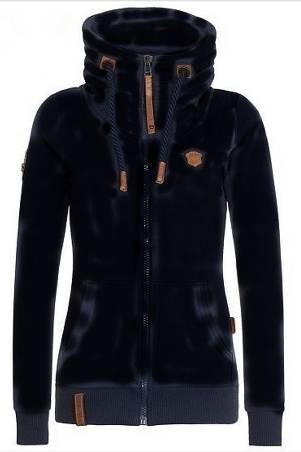 

Lovely Casual Zipper Design Basic Black Coat