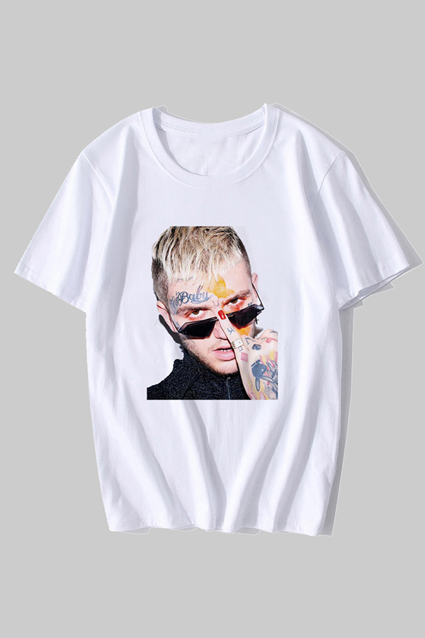 

Lovely Casual Figure Print White T-shirt