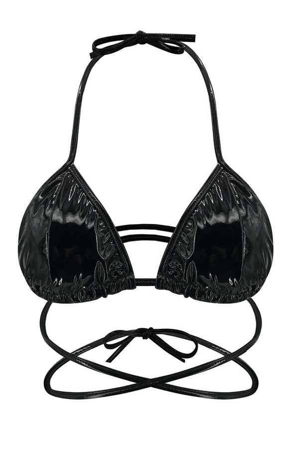 Lovely Laceup Black Twopiece Swimsuit_Bikinis_Swimsuit