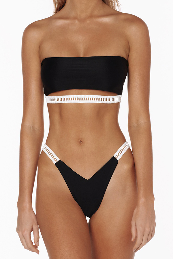 

Lovely High-Leg Black Two-piece Swimsuit