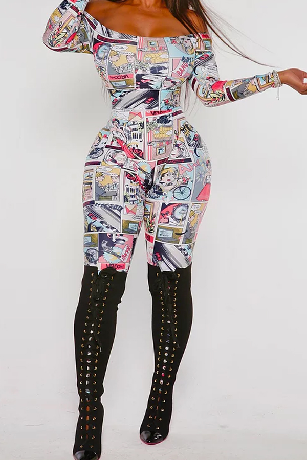

Lovely Leisure Print Multicolor One-piece Jumpsuit, Multi