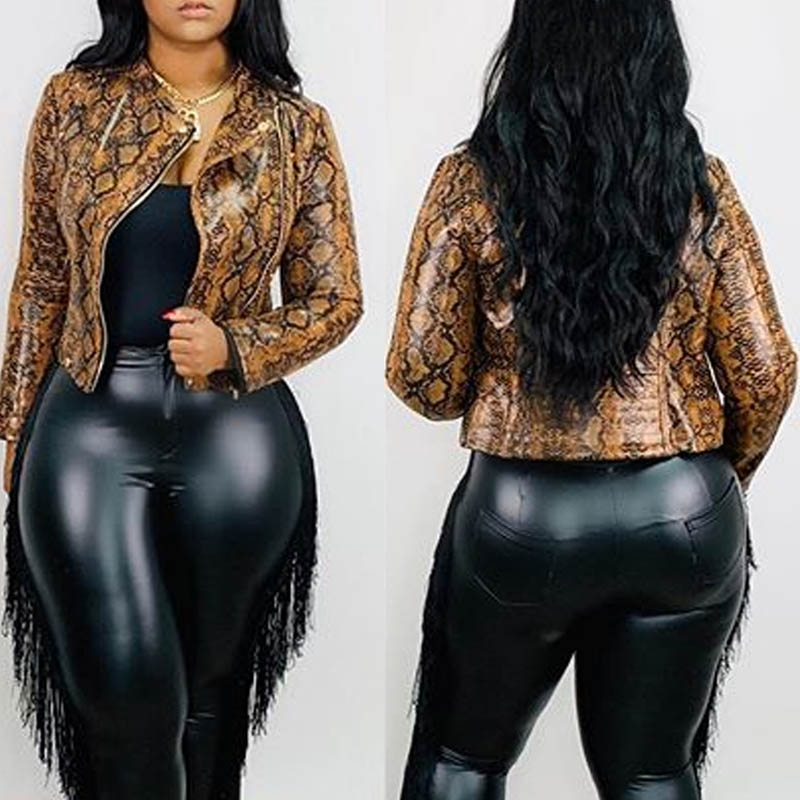 

Lovely Casual Snakeskin Print Coat, Cobra