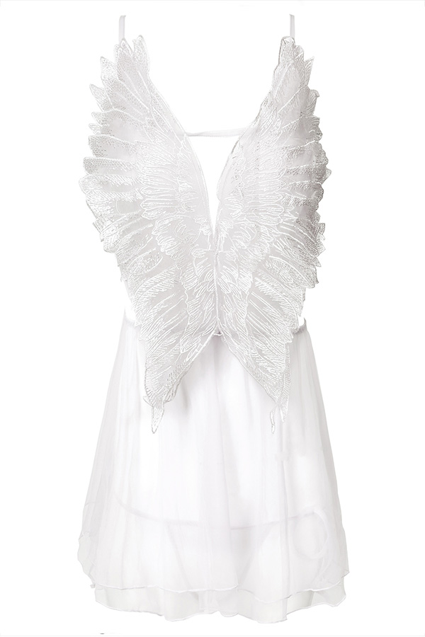 

Lovely Sexy Patchwork White Babydolls