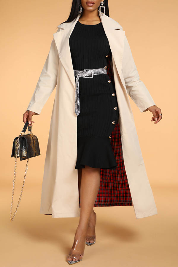 

Lovely Chic Plaid Patchwork Red Coat