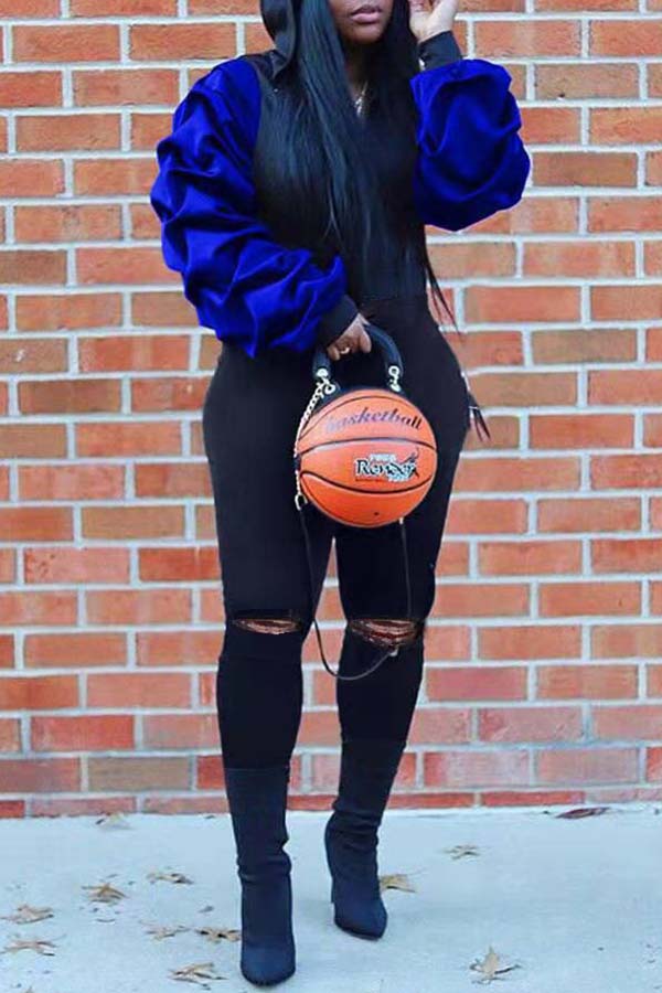 

Lovely Trendy Ruffle Design Blue Two-piece Pants Set