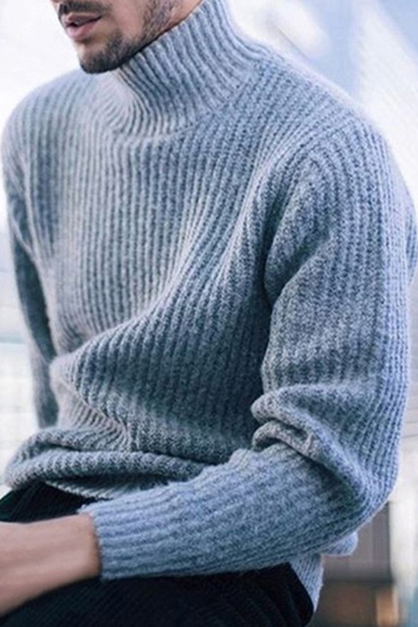 

Lovely Casual Basic Baby Blue Sweater