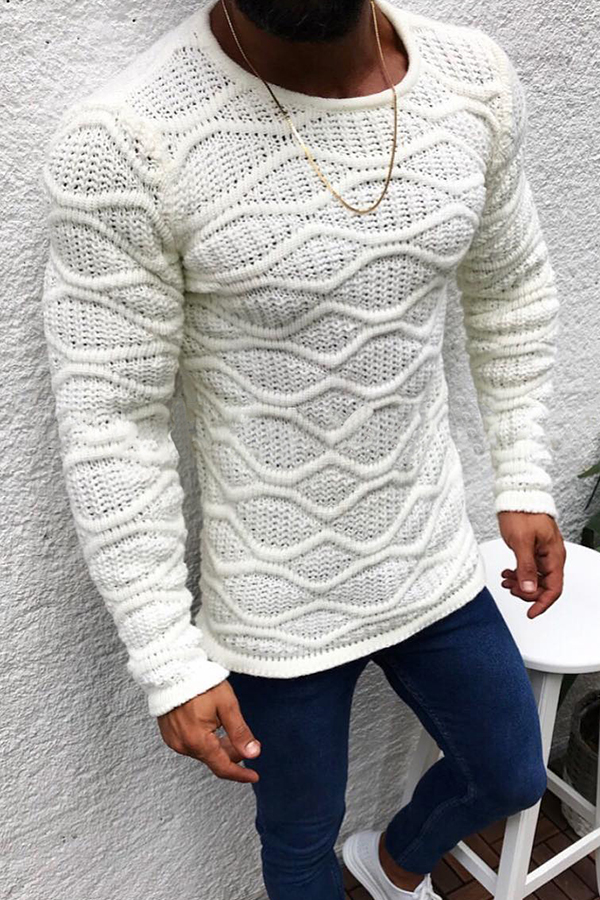 

Lovely Casual Patchwork White Sweater