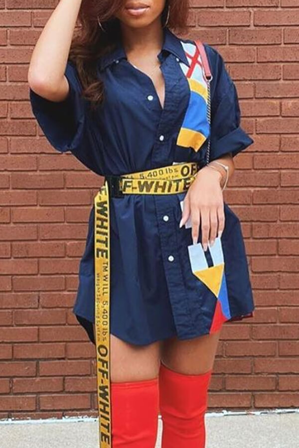 

Lovely Trendy Print Blue Mini Dress