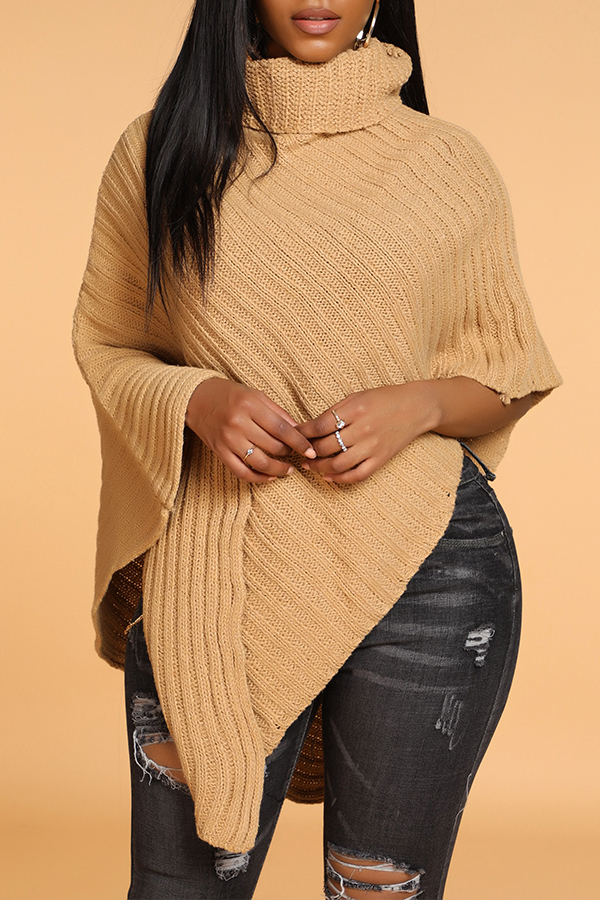 khaki turtleneck